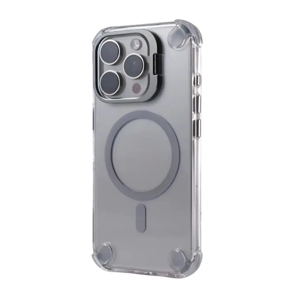 SUNIX SHOVY CASE für iPhone 11 – MagSafe – Transparent Silber – Standfunktion – Stoßfest