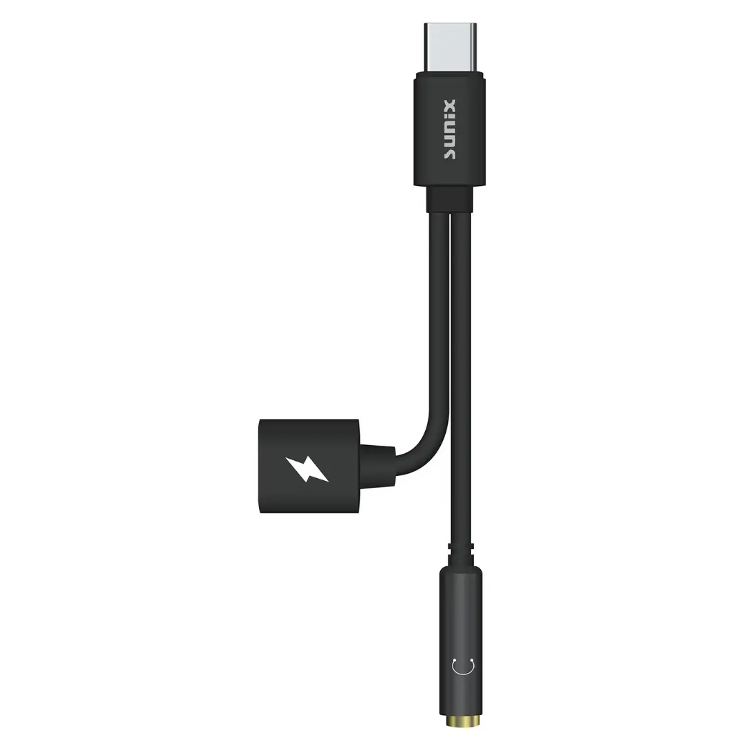Sunix CT-10 USB C Splitter Adapter 2in1 Audio 3,5mm Klinke Aux Laden Kopfhörer