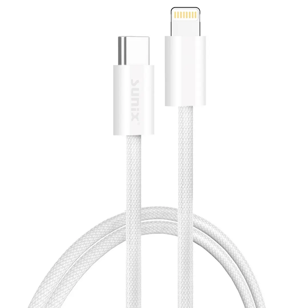 Sunix IP15 USB C auf 8 Pin Kabel 60W Schnellladekabel 2m Weiß