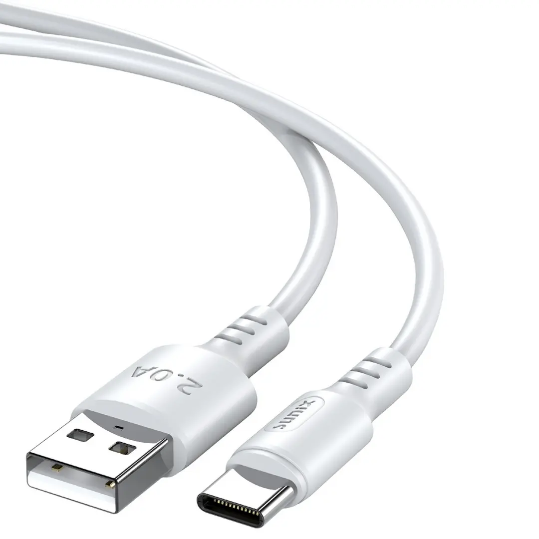 Sunix MCR30 USB auf USB C Kabel 2.4A Ladekabel Datenkabel Weiß