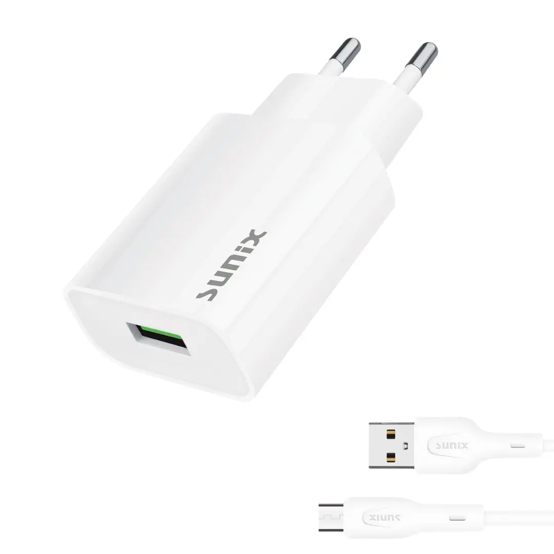 Sunix S27 Ladegerät 12W USB Netzteil + Micro USB Kabel Schnelllade Set