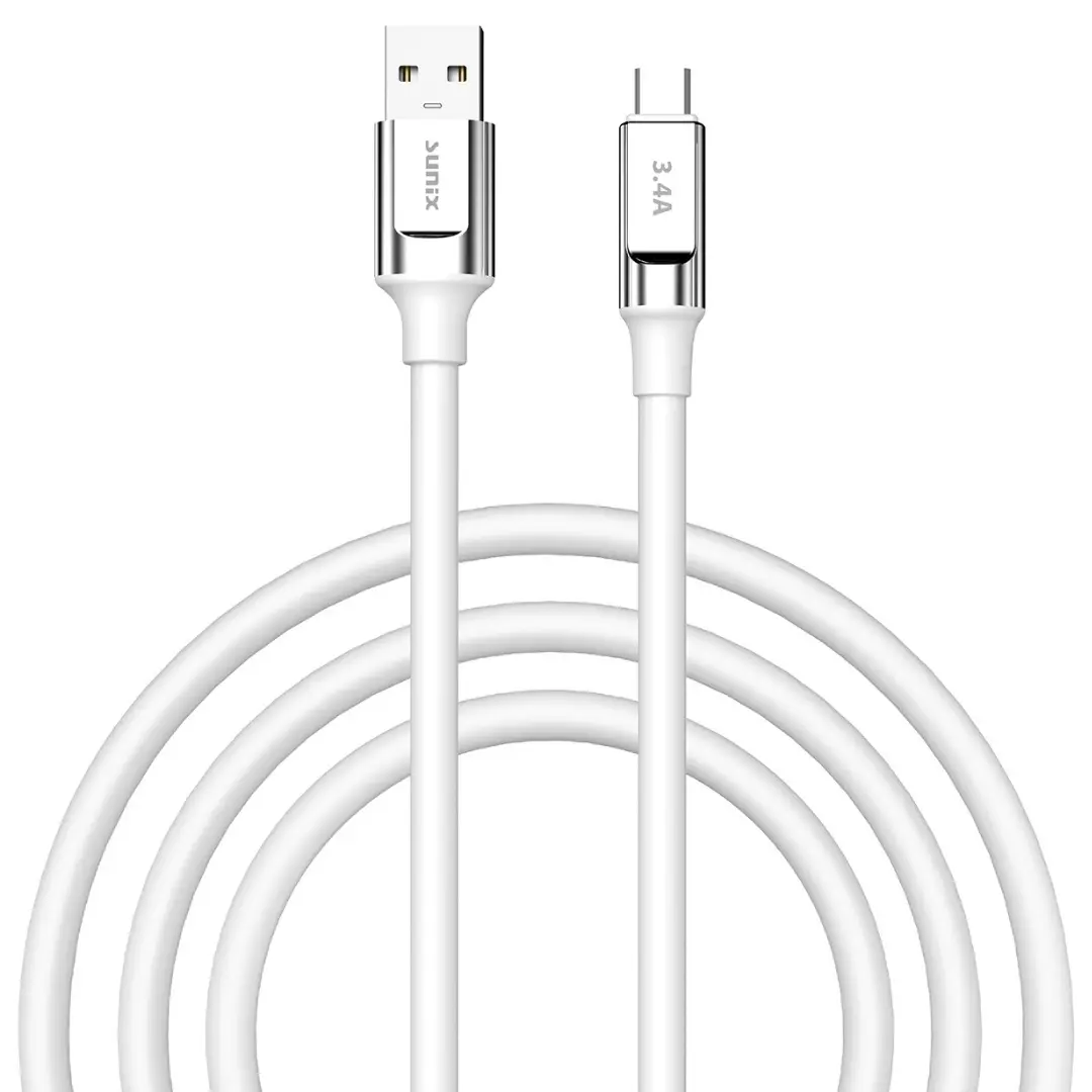 USB auf USB-C Kabel Schnellladekabel 3.4A Typ C Ladekabel Datenkabel Weiß