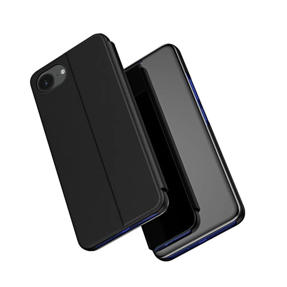 Clear View Case für iPhone 16e Flip Cover - Schwarz